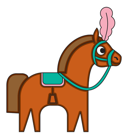 Circus brown horse in cartoon flat styleのイラスト素材