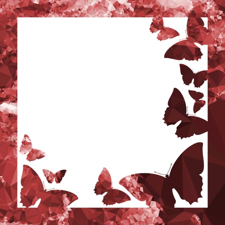 Beautiful mosaic background with butterflies. Decorative frame for text or photo.のイラスト素材