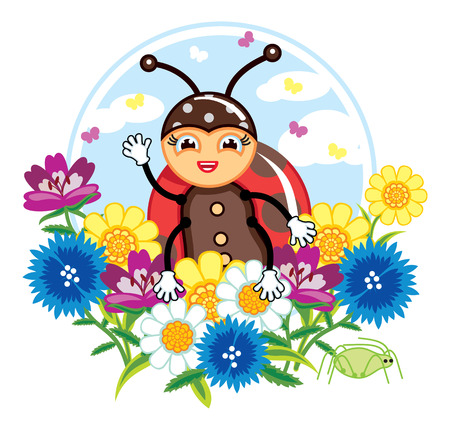 Cute cartoon ladybug. Children illustration.のイラスト素材