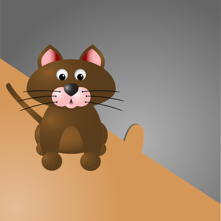 Cat waiting in front of the mouse holeのイラスト素材