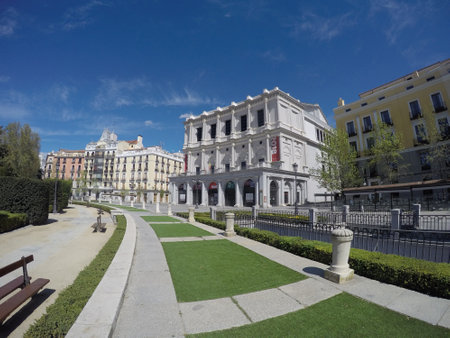 Madrid, Spain- April 4,2020: Empty streets during confinement in the city of Madridのeditorial素材