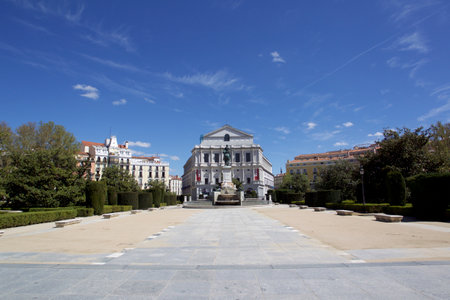 Madrid, Spain- April 4,2020: Empty streets during confinement in the city of Madridのeditorial素材