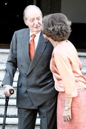 Madrid, Spain- September 18, 2013: The Kings of Spain, Don Juan Carlos and DoÃ±a Sofia receive the Kings of Holland accompanied by the Prince of Asturias, Don Felipe and DoÃ±a Letiziaのeditorial素材