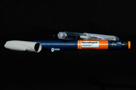 diabetes kit consisting of two injectable insulin injection pensのeditorial素材