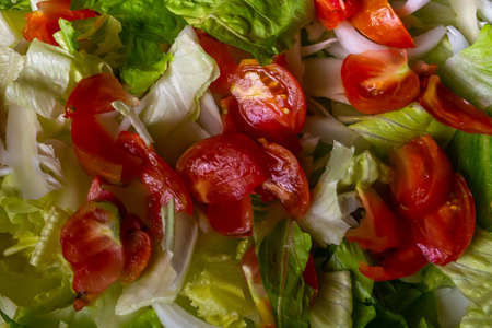 Lettuce and tomato salad. Healthy food. Vegetarian Foodの写真素材