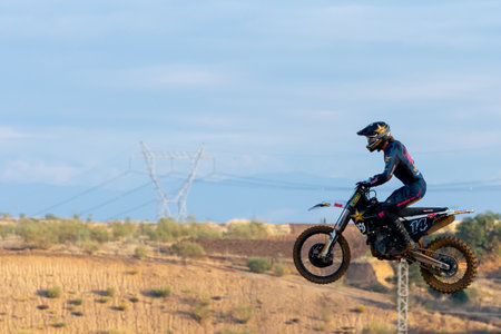 Madrid, Spain- October 16, 2021: Spanish Enduro Motocross Championship in Madrid. Offroad motorcycle...