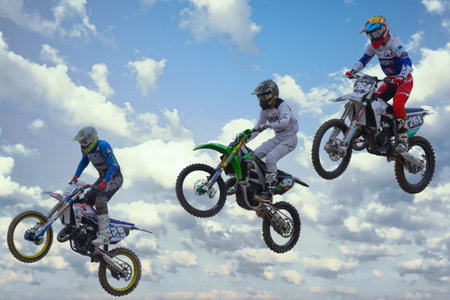 Madrid, Spain- October 16, 2021: Spanish Enduro Motocross Championship in Madrid. Offroad motorcycle racing. International motocross competitionのeditorial素材