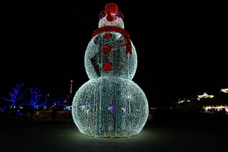 Madrid, Spain- November 19, 2021: The city of Torrejon de Ardoz celebrates Christmas by illuminating its streets with lights and Christmas decorations.のeditorial素材