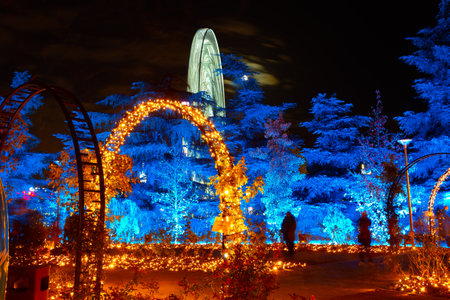 Madrid, Spain- November 19, 2021: The city of Torrejon de Ardoz celebrates Christmas by illuminating its streets with lights and Christmas decorations.のeditorial素材