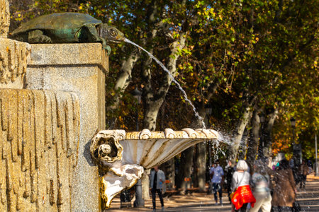 Fountain in the center of the city of Madrid, Spain.の写真素材