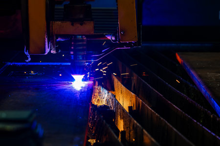Metallurgy milling plasma cutting of metal CNC Laser engraving. Concept background modern industrial technology.の写真素材