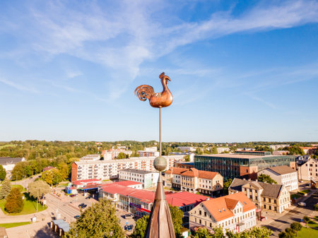 Saldus Evangelical Lutheran Church rooster in Latviaの写真素材