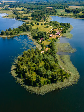 Beautiful Landscape of Latvia during summer, Latgale land of blue lakes, Raznas lakeの写真素材