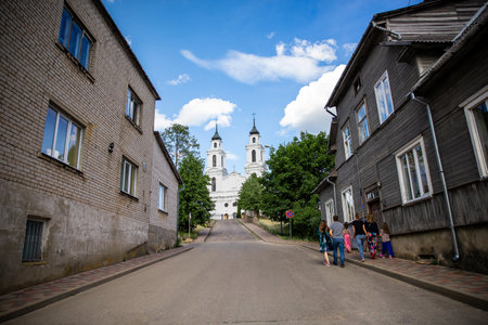 Roman Catholic Church of the Assumption of the Virgin Mary in Ludza, Latvia.の写真素材