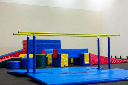 Dynamic Gym Setup for Kids: Colorful and Safe Equipment for Active Playtime.の写真素材