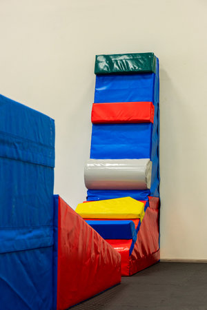 Dynamic Gym Setup for Kids: Colorful and Safe Equipment for Active Playtime.の写真素材