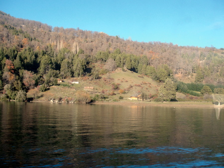 Autumn on Lacar lakeの写真素材