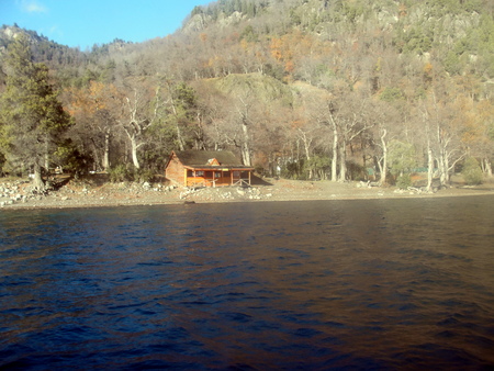 House on the coast of Lacar lakeの写真素材