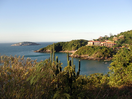 View of Buzios over a hillの写真素材