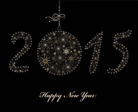 New Year 2015 background from golden snowflakes. Vectorの写真素材
