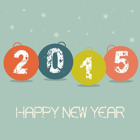 New Year 2015 background with  colored baublesの写真素材