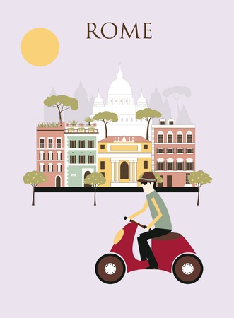 Stylized illustration with Man in Rome Italyの写真素材