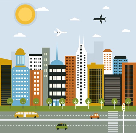 Big City life in bright colors. Skyscrapersの写真素材