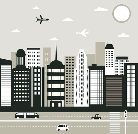 Big city life in black and white colors.の写真素材