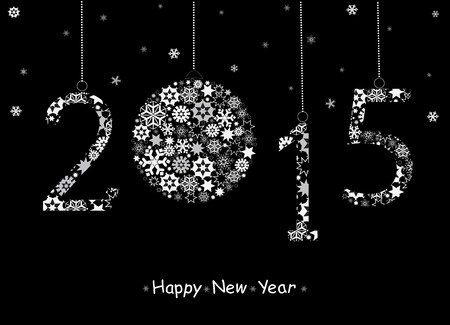 Happy New Year 2015 greeting card from white snowflakes. Vectorの写真素材