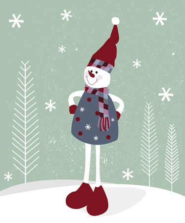 Christmas greeting card with  stylized snowman. Vectorの写真素材