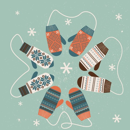 Christmas decoration with mittens. Vectorの写真素材