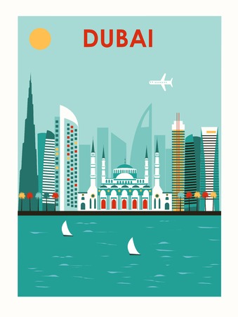 Illustration of Dubai city in bright colorsの写真素材