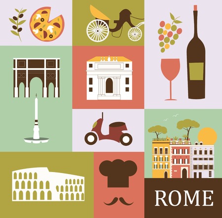 Symbols of Rome.Italy. Vectorの写真素材