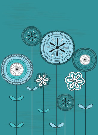 Floral background on blue. Vectorの写真素材