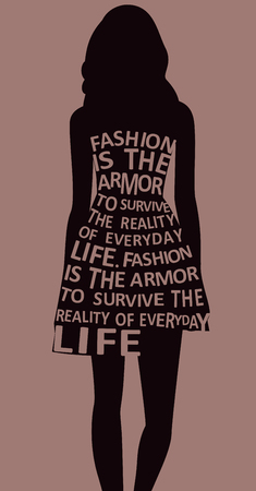 Fashion woman silhouette in dress from quoteの写真素材