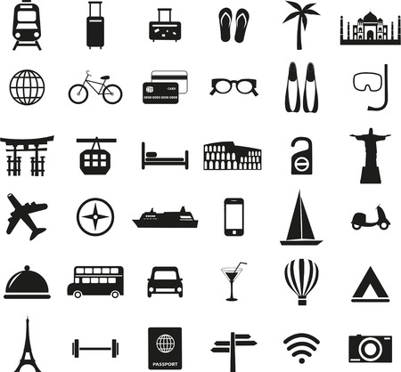 Set of travel icons isolated on white.の写真素材