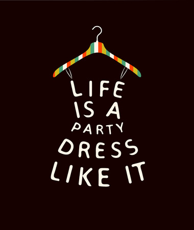 Woman fashion dress in bright colors with a quoteの写真素材