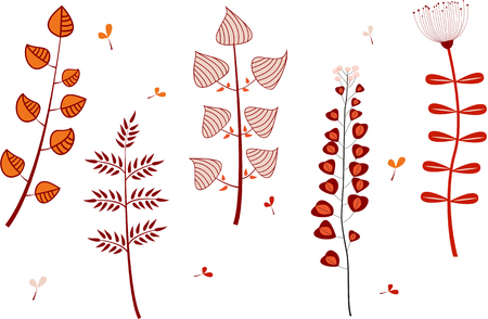 Set of cartoon flowers isolated on white.のイラスト素材