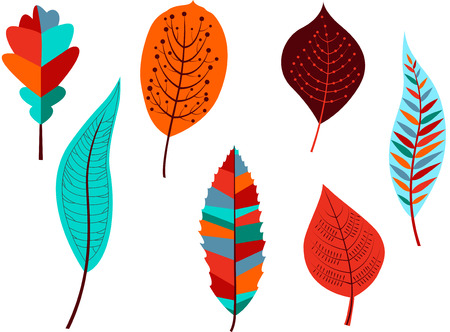 Collection of colorful autumn leaves isolated on whiteのイラスト素材