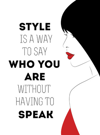 Quotation with a beautiful young woman with long black hair.Vectorのイラスト素材