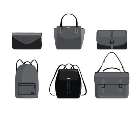 Set of fashion woman bags isolated on white. Vectorのイラスト素材
