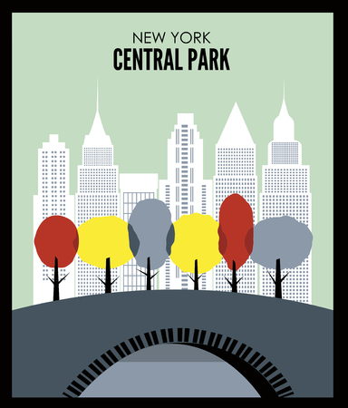 New York Central park cityscapeのイラスト素材