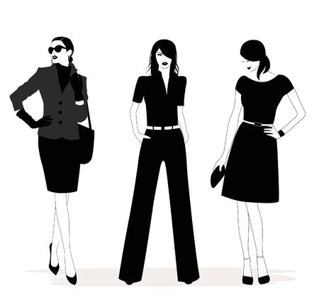 Illustration of Fashion stylish women in black and white.の写真素材