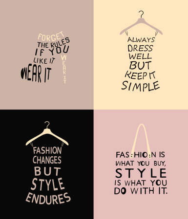 Fashion set with quotesのイラスト素材