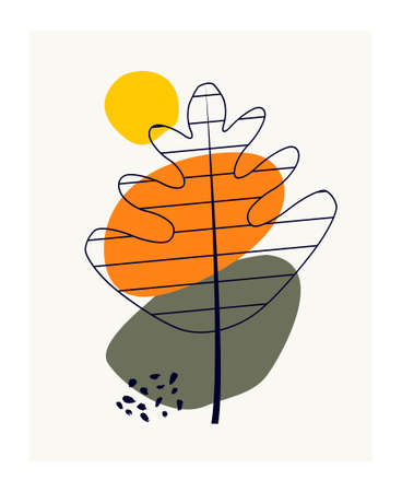 Simple design template of autumn background. Abstract creative shapes in minimal trendy style.のイラスト素材