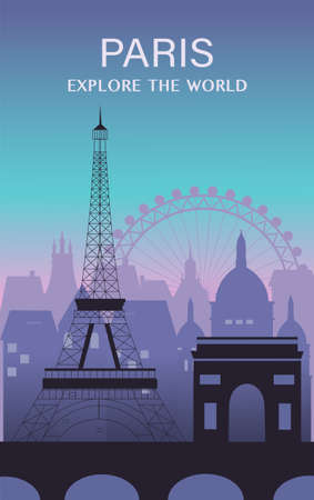 Paris city travel backgroundのイラスト素材