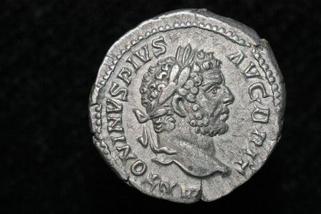 Roman coin,Antoninus Pius denarの写真素材