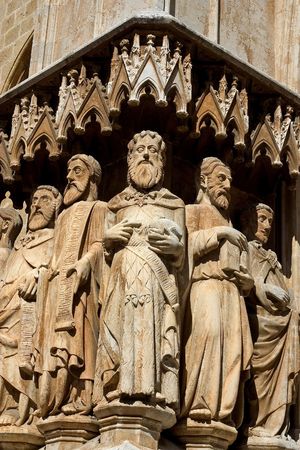 Medieval Cathedral sculpture in Tarragona cathedral, Catalonia, Spainの写真素材