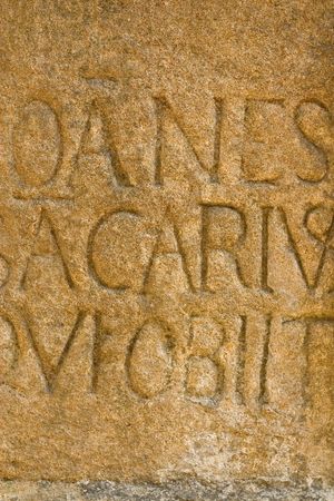 Letters carved in stone in Sarlat, Dordogne, Franceの写真素材