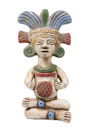 Mayan terracotta isolated on whiteの写真素材